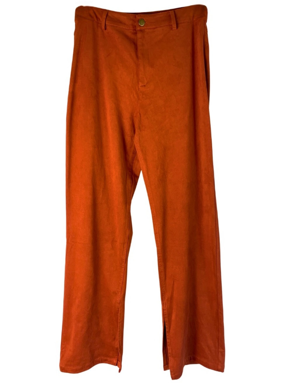 Lulus Orange Rust Suede Retro Pants Women S Side Slit Leg Boho Y2K Retro